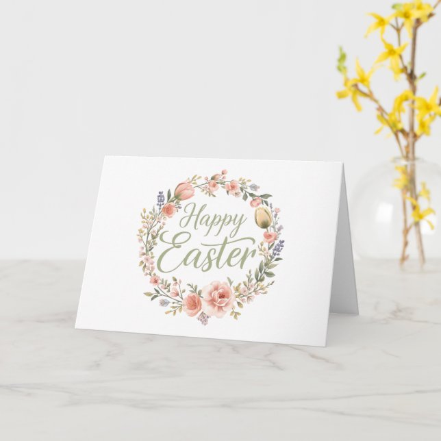 Carte Happy Easter Elegant Floral Script (Fleur jaune)
