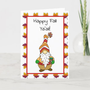 Carte Happy Fall Ya'all, mignonne Gnome d'automne