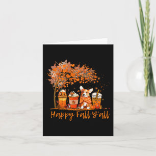 Carte Happy Fall Y'all Automne Corgi Halloween Citrouill