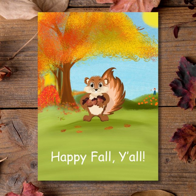 Carte Happy Fall Y'All Chipmunk avec Acorns (Créateur téléchargé)