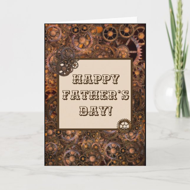 Carte Happy Fête des pères Gears Steampunk industriel (Devant)