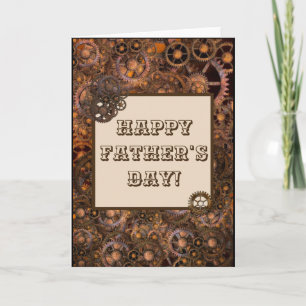 Carte Happy Fête des pères Gears Steampunk industriel