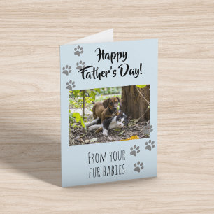 Carte Happy Fête des pères Photo Chien Chat Animaux de c