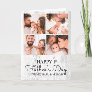 Carte Happy First Fête des pères Cute Modern Photo Colla