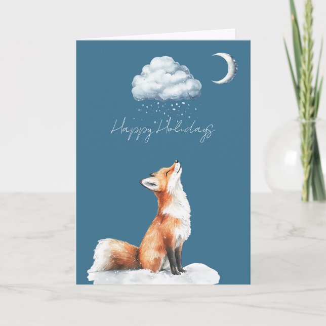 Carte Happy Fox Cloud Snow Christmas (Devant)