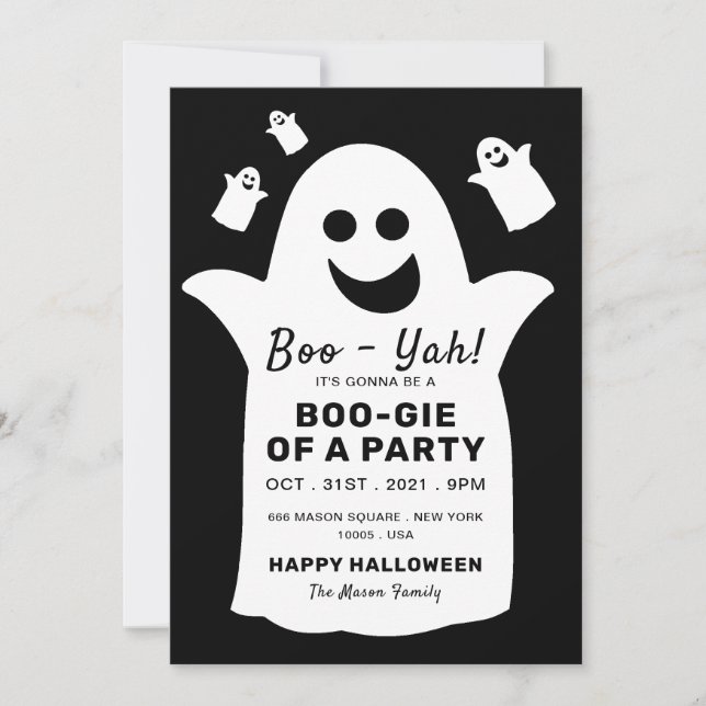 Carte Happy Ghost, Black Halloween Party (Devant)