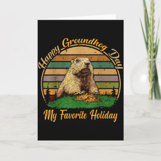 Carte Happy Groundhog Day Funny Cute Ground Hog Animal L