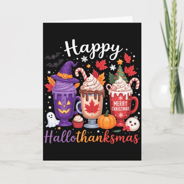 Carte Happy Hallothanksmas Coffee Lover Halloween Merry  (Devant)