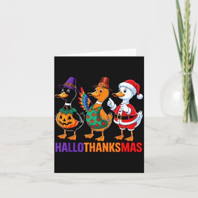Carte Happy Hallothanksmas Duck Lover Halloween Merry Ch (Devant)