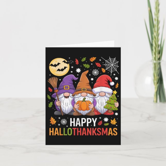 Carte Happy Hallothanksmas Gnomes Lover Halloween Merry  (Devant)