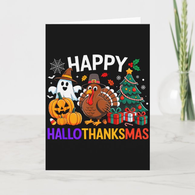 Carte Happy Hallothanksmas Halloween Thanksmas Holiday S (Devant)