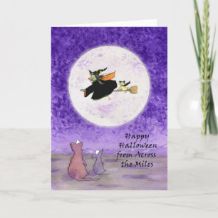 Carte Happy Halloween, Across Miles, Comical Witch