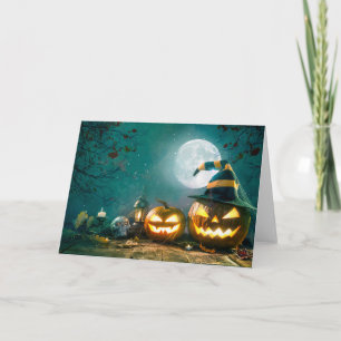 Carte Happy Halloween Art drôle Jack-o'-lantern Hallowee