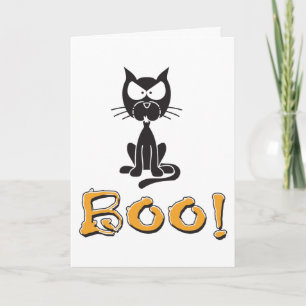 Carte Happy Halloween Boo Chat noir