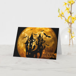 Carte Happy Halloween Castle and Pleine lune Greeting Ca