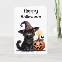Happy Halloween Chat dans un Casquette de sorcière