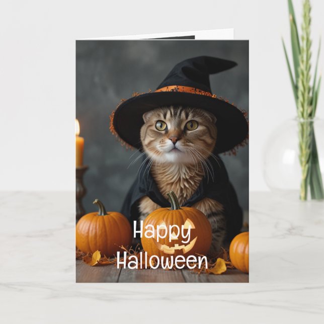 Carte Happy Halloween Chat noir (Devant)