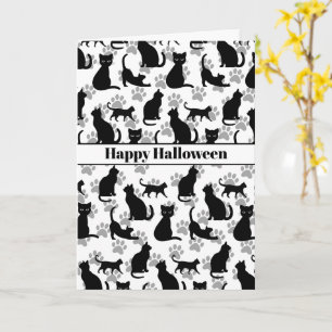 Carte Happy Halloween Chat noir personnalisable