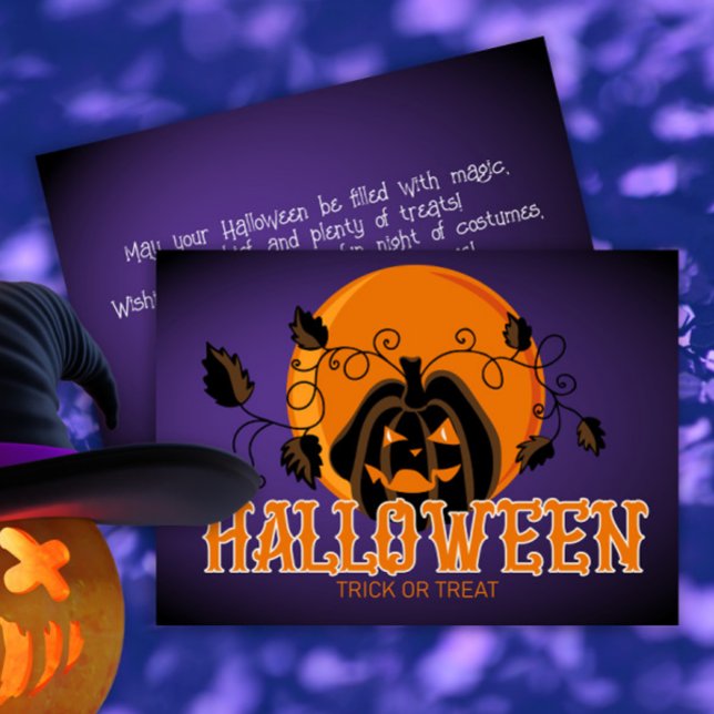 Carte Happy Halloween Citrouille effrayant et Lune (Créateur téléchargé)