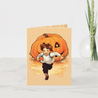 Carte Happy Halloween Citrouille, Happy Young Boy
