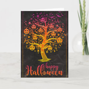Carte Happy Halloween Citrouille Tree