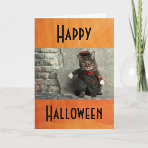 Carte Happy Halloween drôle Costume de chat Humour