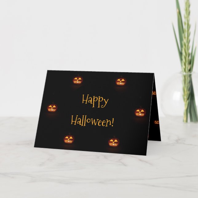 Carte Happy Halloween drôle effrayant Citrouille Éffraya (Devant)