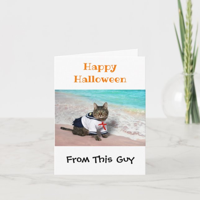 Carte Happy Halloween drôle Humour mignon costume de cha (Devant)