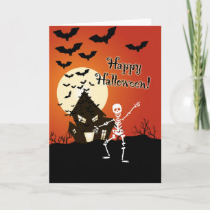 Carte Happy Halloween du squelette dansant