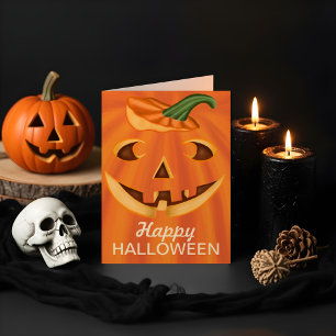 Carte Happy Halloween élégant sculpté Citrouille Hallowe