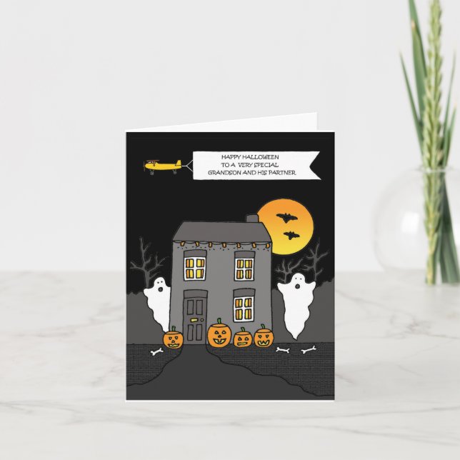 Carte Happy Halloween Grandson et son partenaire (Devant)
