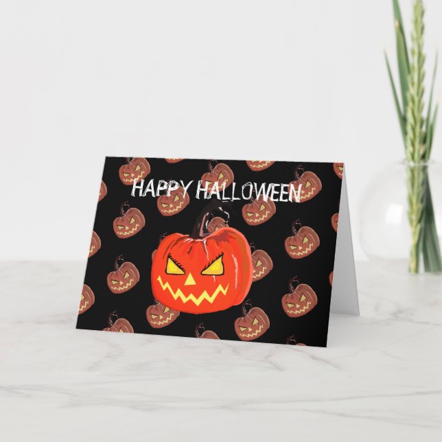 Carte Happy Halloween Greeting Card Art Citrouille (Devant)