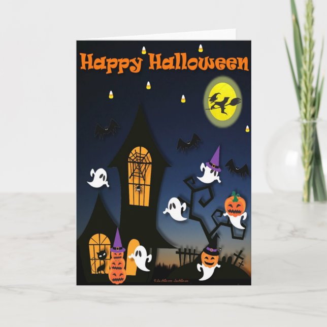 Carte Happy Halloween Haunted House (Devant)