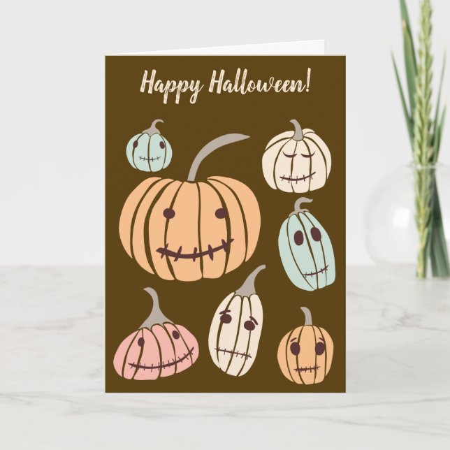 Carte Happy Halloween Message personnalisé Citrouilles P (Devant)