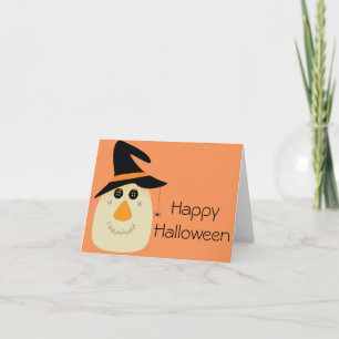 Carte Happy Halloween mignonette Scarecrow et Spider