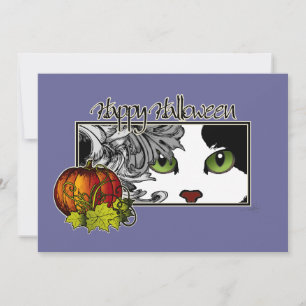 Carte Happy Halloween Noir 'n Chat Blanc