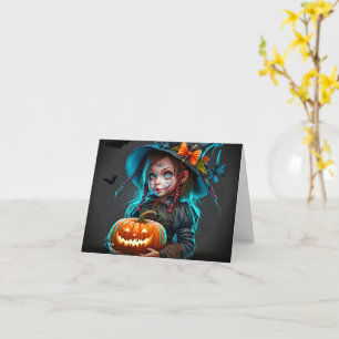 Carte Happy Halloween Sassy Gothic Witch Illustration