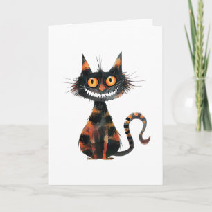 Carte Happy Halloween Scary Black Cat Personnalisable