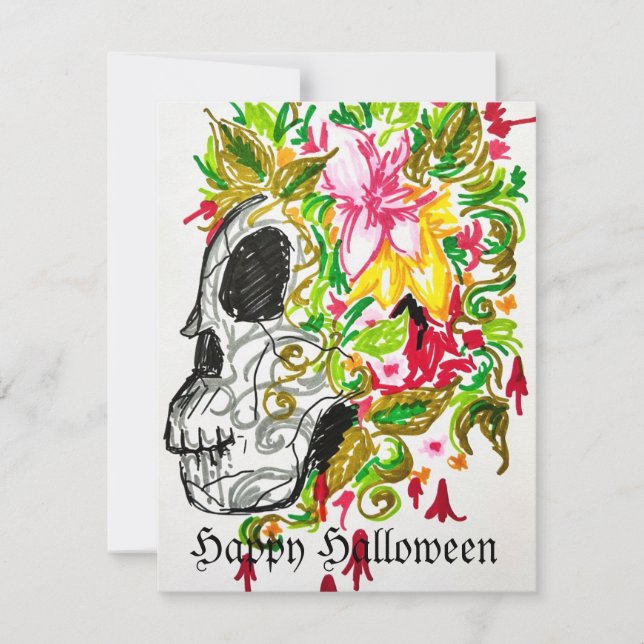Carte Happy Halloween Skull sucre (Devant)