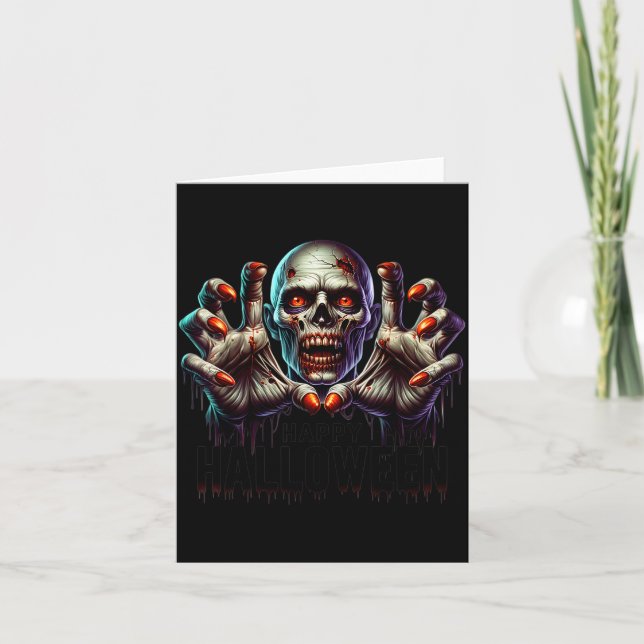Carte Happy Halloween Zombie Hands Funny Halloween Costu (Devant)