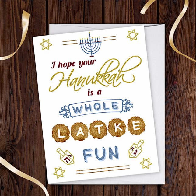 Carte Happy Hanoukka tout Latke Fun drôle sur mesure (Créateur téléchargé)
