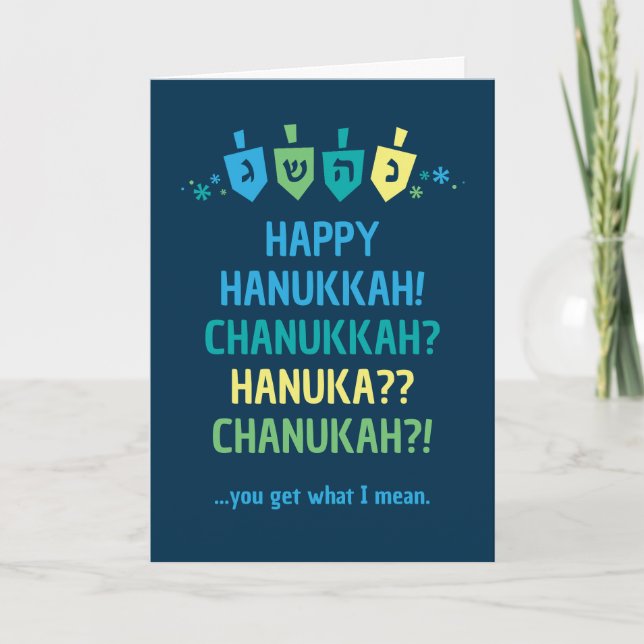 Carte Happy Hanukkah Chanukah Dreidel Greeting Card (Devant)