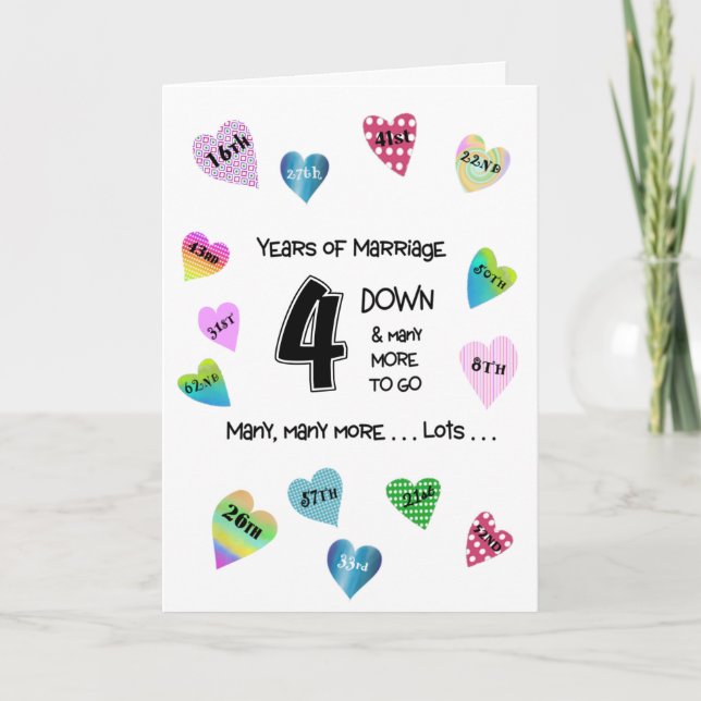 Carte Happy Hearts 4e anniversaire (Devant)