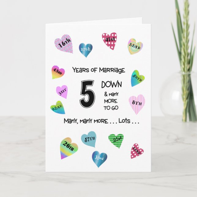 Carte Happy Hearts 5e anniversaire (Devant)