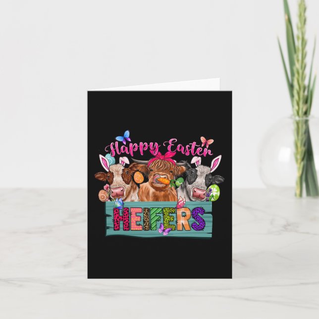 Carte Happy Hérifers de Pâques Vaches de Pâques avec Oeu (Devant)