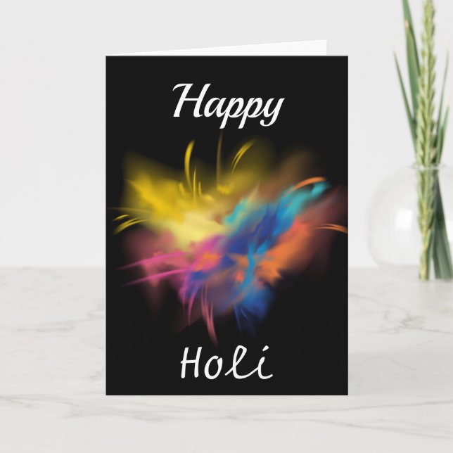Carte Happy Holi en Arrière - plan noir (Devant)