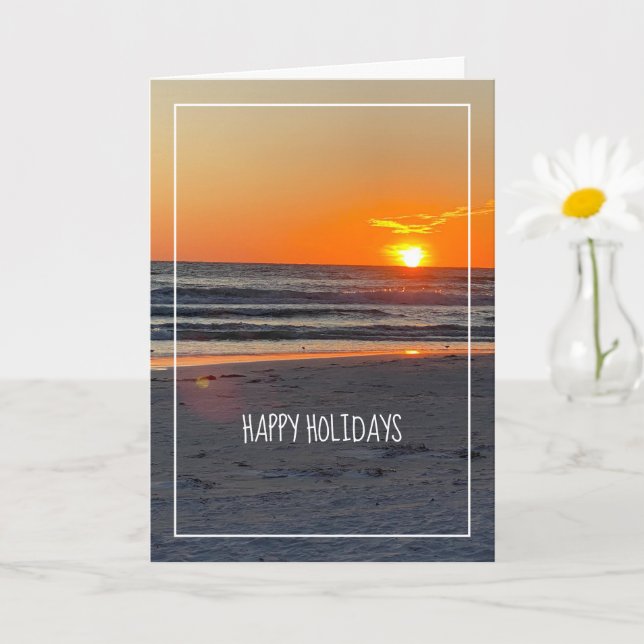 Carte Happy Holiday Sunset Beach Photo (Petite plante)