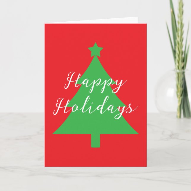 Carte Happy Holidays Bright Red Christmas New Year (Devant)
