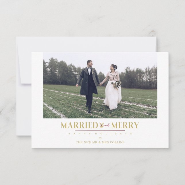 Carte Happy Holidays Christmas Newlyweds Custom Photo (Devant)