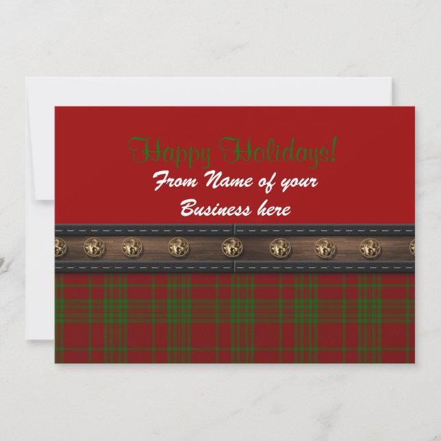 Carte Happy Holidays de business plaid (Devant)